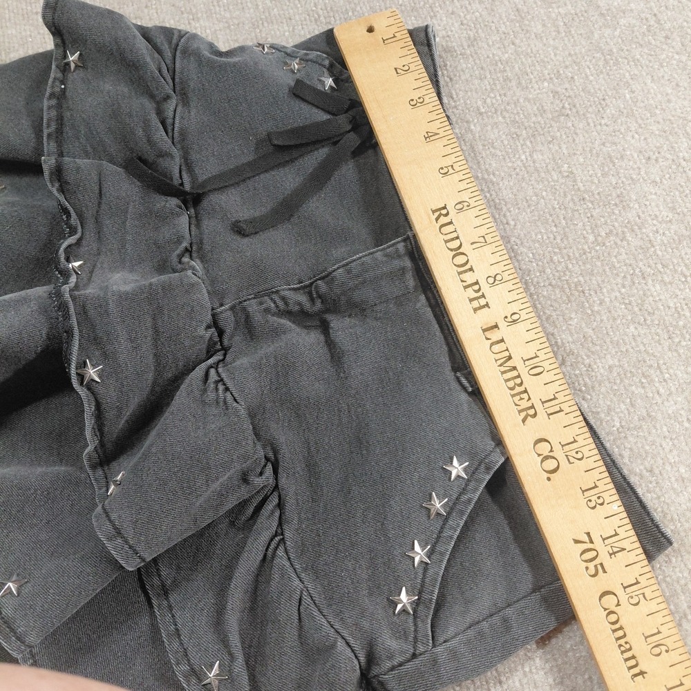 Social Collision Hot Topic Ruffle Star Studed Faded Black Denim Skirt Y2K Sz M - Picture 3 of 9
